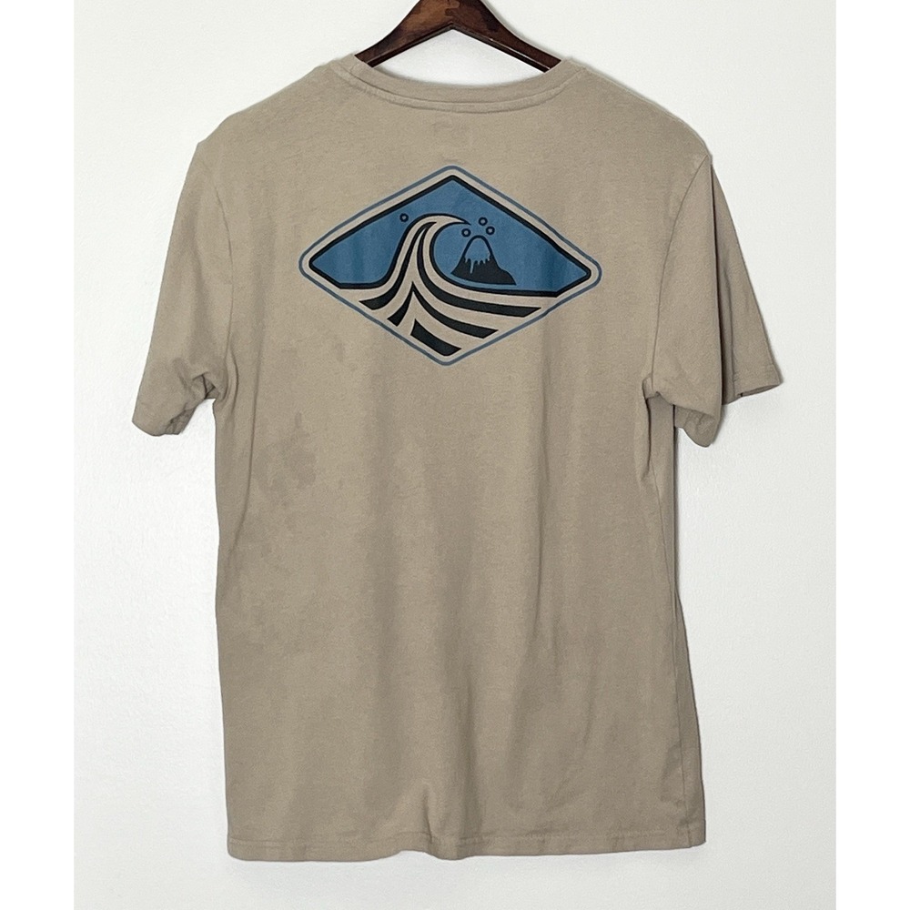Quiksilver Graphic T-Shirt Men's Small‎ Tan Surfing Beach BlokeCore Outdoor